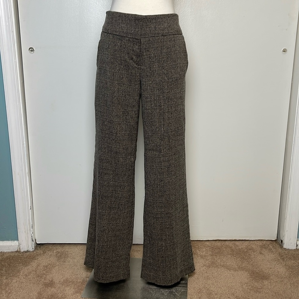NEW YORK & COMPANY 7th AVENUE Brown Tweed wide Leg Dress Pants ~ 10